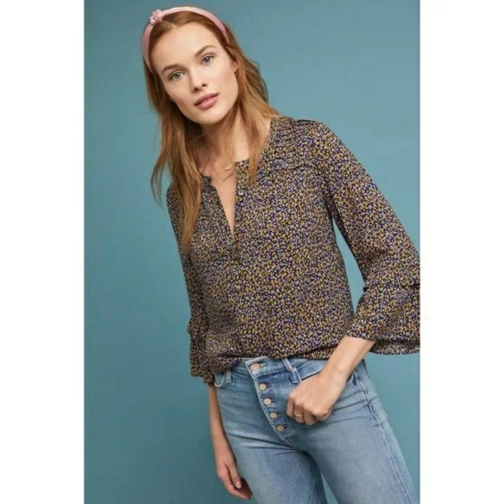 Maeve Anthropologie Berwick Button Down Top Womens XS Blouse